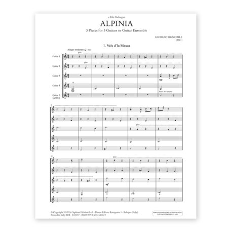 Signorile, Giorgio. Alpinia. 3 Pieces for 5 Guitars - Image 2