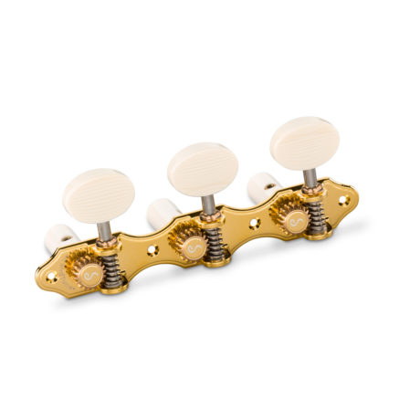 Schaller Grandtune Classic Hauser. Gold, Galalith, White String Roller