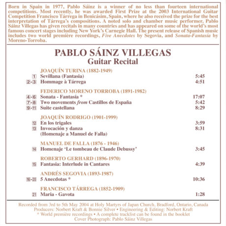 Pablo Sáinz Villegas, Guitar Recital CD - Image 2